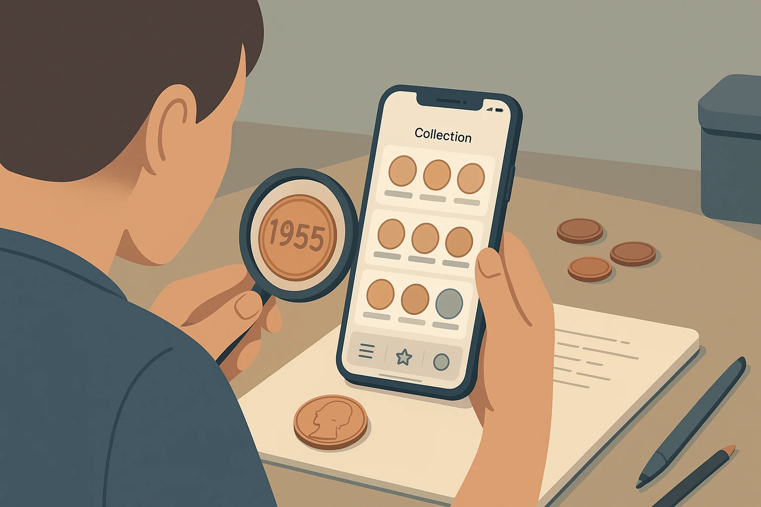 Collector is organizing a collection via iPhone app.